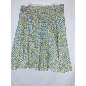 Talbots Yellow and Blue Floral A-Line Skirt